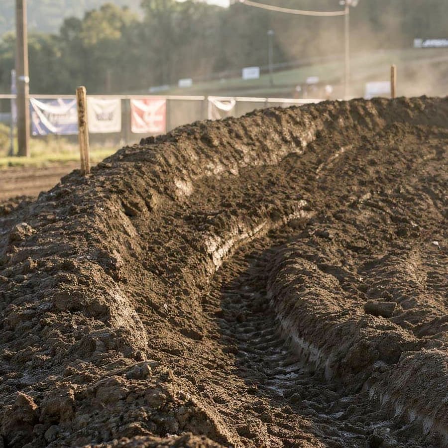 Fresh ruts in a berm on the track